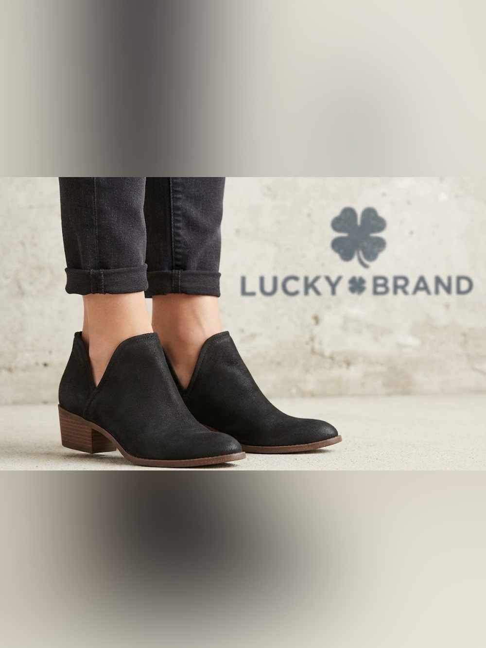New authentic Lucky Brand designer black ankle boots sz 5.5 display